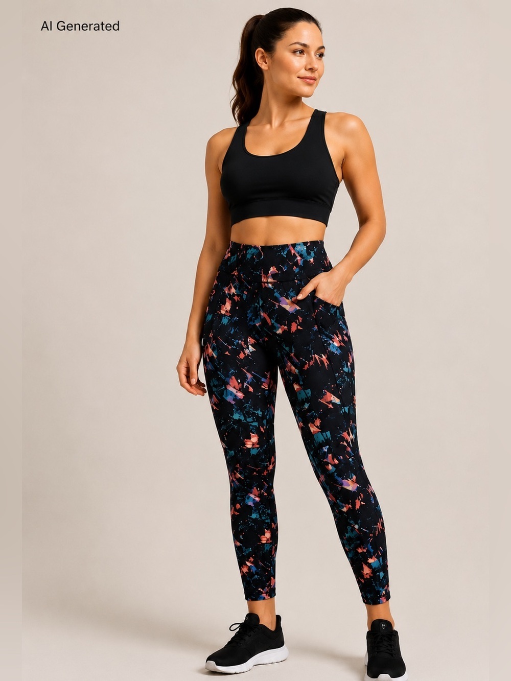 Tuff Athletics Stretch Legging Women Size xs Black Multi Colored Size xs
